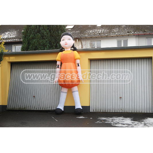 Popular Cartoon Character Inflatable Squid Game Doll Girl Model for Advertising Decoration