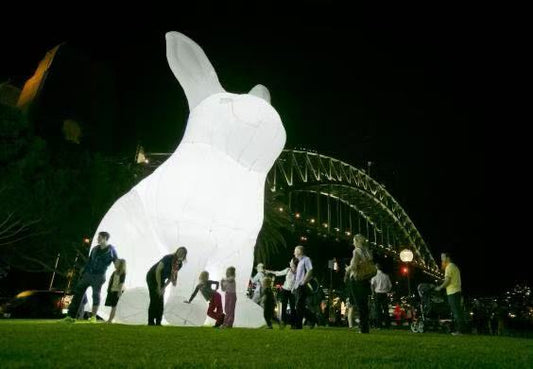 Giant Inflatable Rabbit Easter Bunny model Invade Public Spaces Around the World with LED light