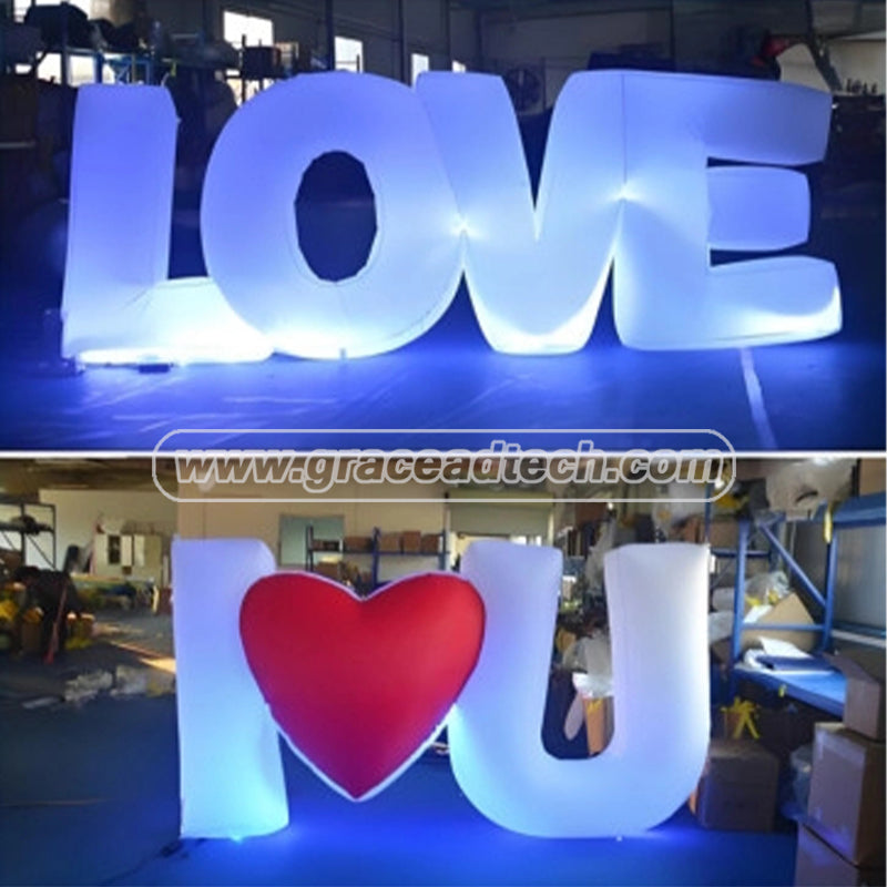 Led Lightup Red Inflatable Love Letters For Weddings Valentines Day