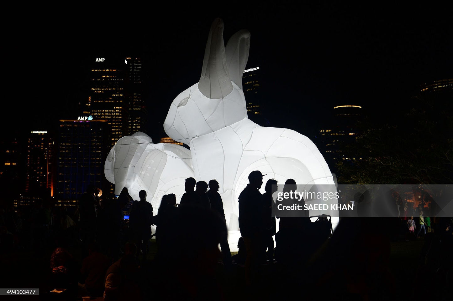 Giant Inflatable Rabbit Easter Bunny model Invade Public Spaces Around the World with LED light