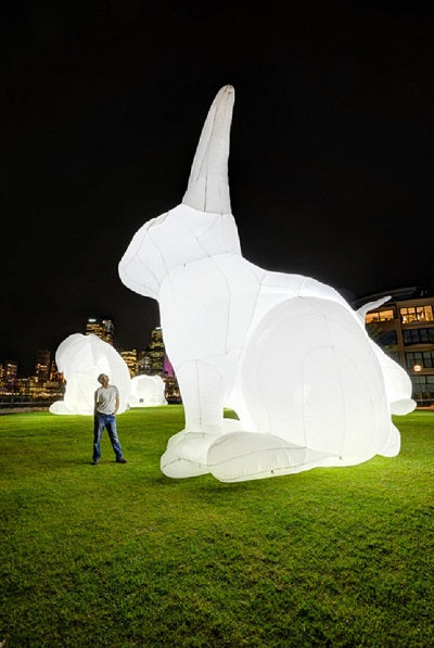 Giant Inflatable Rabbit Easter Bunny model Invade Public Spaces Around the World with LED light