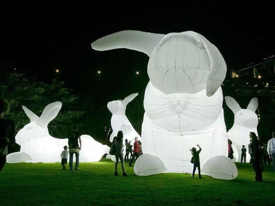 Giant Inflatable Rabbit Easter Bunny model Invade Public Spaces Around the World with LED light