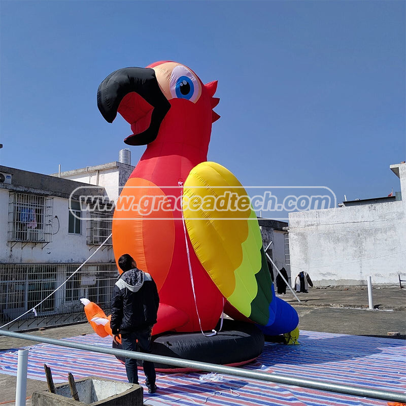 Parrot Inflatable Outdoor Bird Model with Base Free Standing for Business Promot