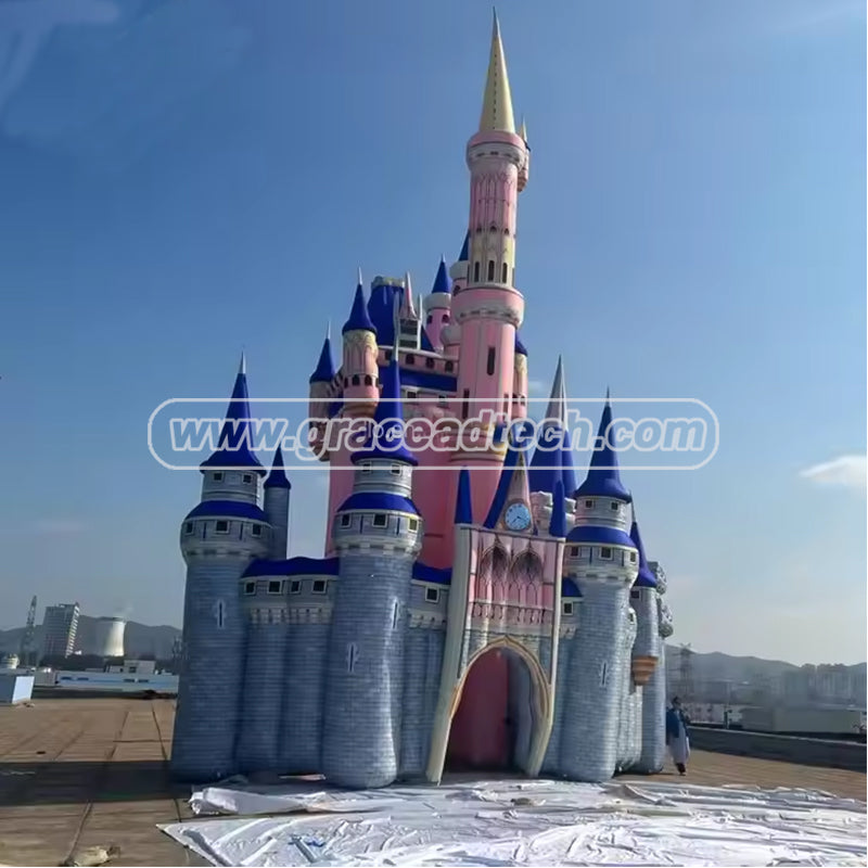 inflatable Castle Inflatable Cinderella Castle, Disney World Castle Wall with Entrance for Princess Disney