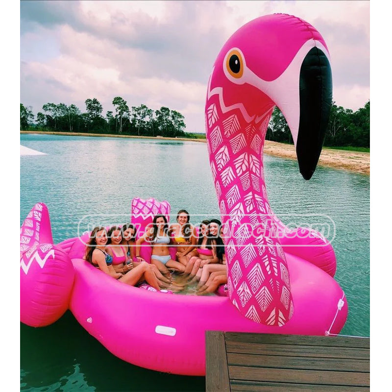 Factory PVC Thickened Inflatable Flamingo Swimming Pool Floating Island Suitable for 4-6 Adult Inflatable Giant Floating Objects