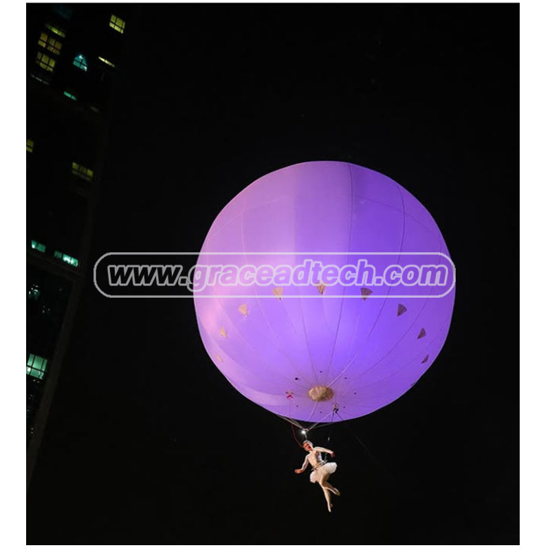Giant Inflatable Spheres LED Lights Helium Balloon Sky Dance Perform Balloon for Aerial Show