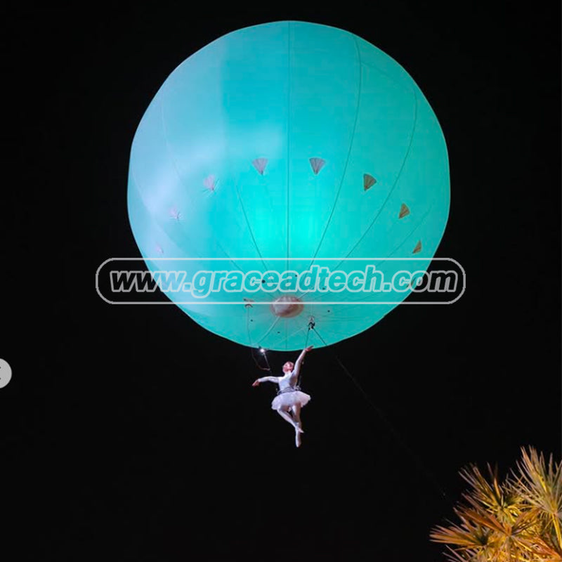 Giant Inflatable Spheres LED Lights Helium Balloon Sky Dance Perform Balloon for Aerial Show