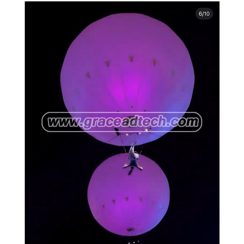 Giant Inflatable Spheres LED Lights Helium Balloon Sky Dance Perform Balloon for Aerial Show