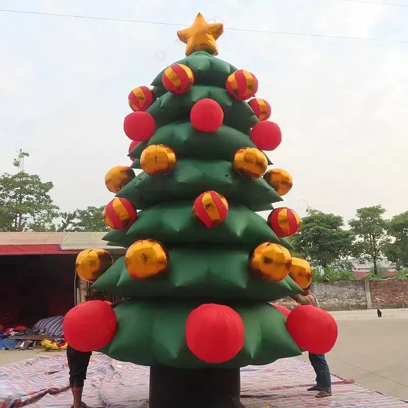 Inflatable Green Christmas Tree W/Multicolor Holiday Party Yard Decoration