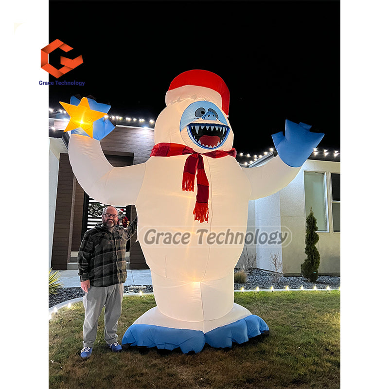Christmas Inflatables Ice Yeti Family with Santa Hat