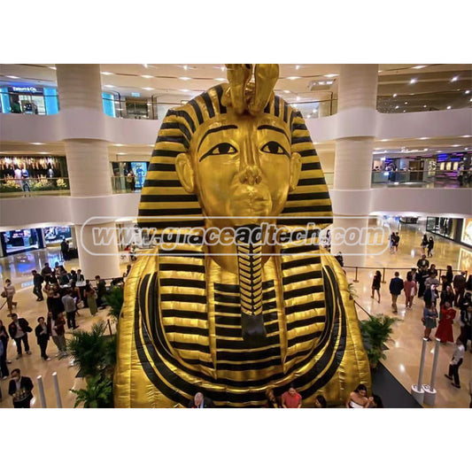 Huge Inflatable Bust of Ancient Egyptian King Tutankhamun on Display