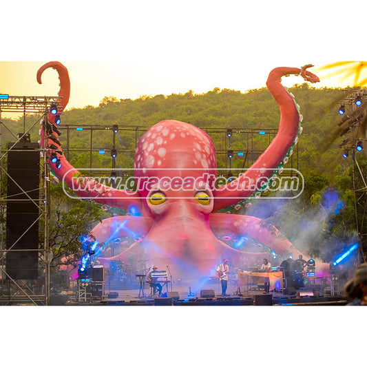 Outdoor Stage Decor Inflatable Octopus Tent 8m Giant DJ Octopus Booth For Concert And Music Festival Decoration