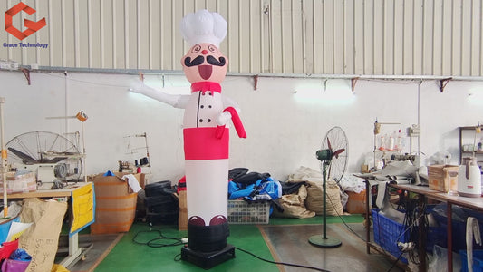 10ft Chef Inflatable Air Dancer Advertising Inflatable Sky Dancer with Wave Hands for Restaurants