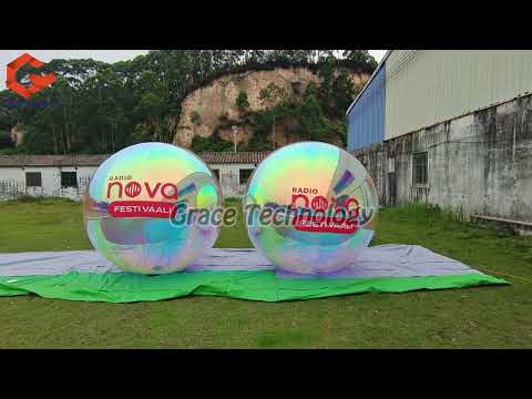 UV Printed Inflatable Mirror Balls Decoration Inflatable Sphere Silver Mirror Finish