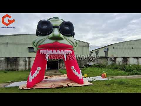 Scary Halloween Inflatable Vampire Dracula Head Tunnel Inflatable Sports Tunnel for Festival