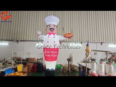 Chef Inflatable Air Dancer Custom Inflatable Chef Wave Hand Air Man Tubes with LED Lights for Advertising