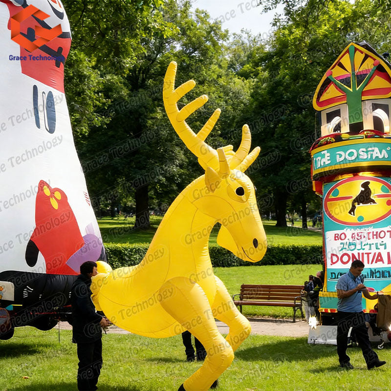Carnival Reindeer Puppet Lighting Inflatable Elk Costume for Advertising Inflatables Made Oxford Material for Parade Performance