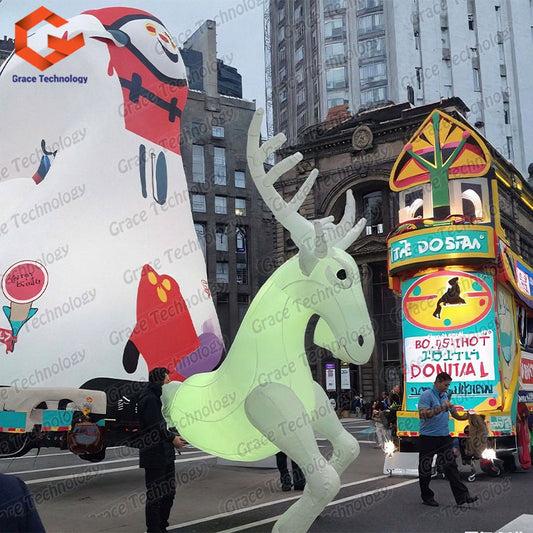 Carnival Reindeer Puppet Lighting Inflatable Elk Costume for Advertising Inflatables Made Oxford Material for Parade Performance