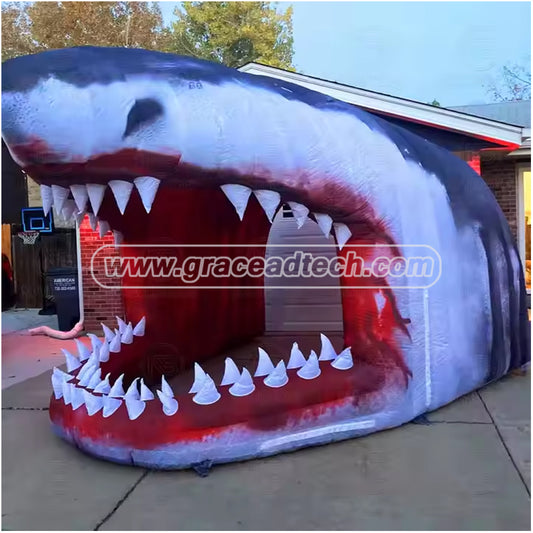 Inflatable Shark Mouth Arch Inflatable Shark Entrance 13ftx13ft with Blower for Stage Event Birthday Party Ocean Theme Decoration