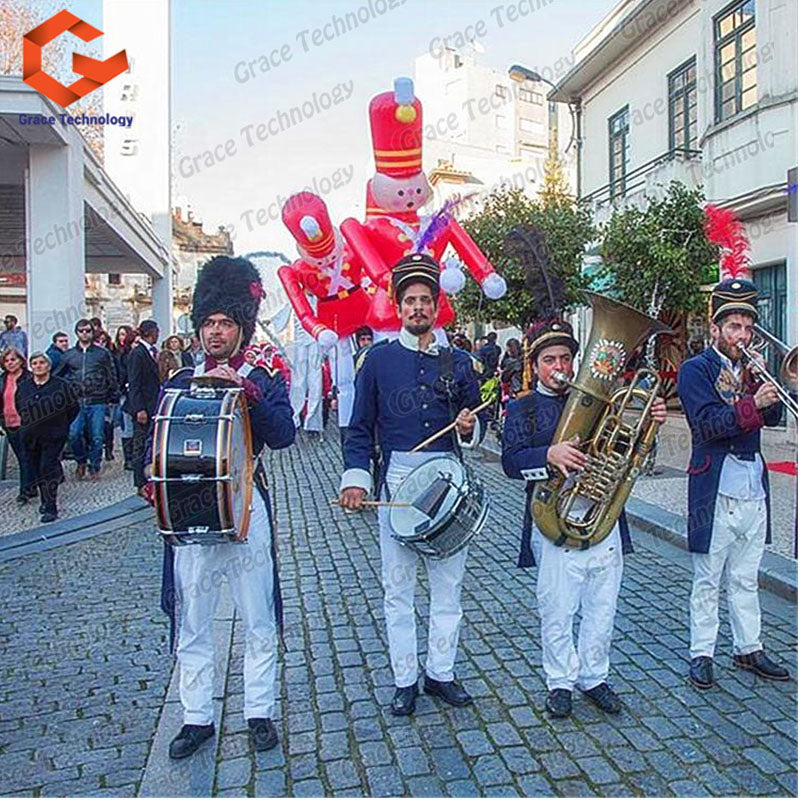 Walking Inflatable Nutcracker King Puppet Blow up Cartoon Figure Doll Christmas Parade for Stage Show