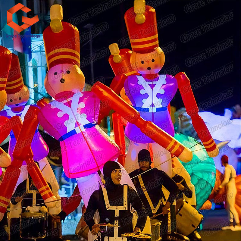 Walking Inflatable Nutcracker King Puppet Blow up Cartoon Figure Doll Christmas Parade for Stage Show