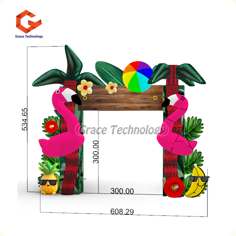 Outdoor Advertising Summer Party Inflatable Animal Entrance Arch Inflatable Flamingo Arch for Event
