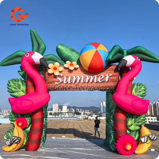 Outdoor Advertising Summer Party Inflatable Animal Entrance Arch Inflatable Flamingo Arch for Event