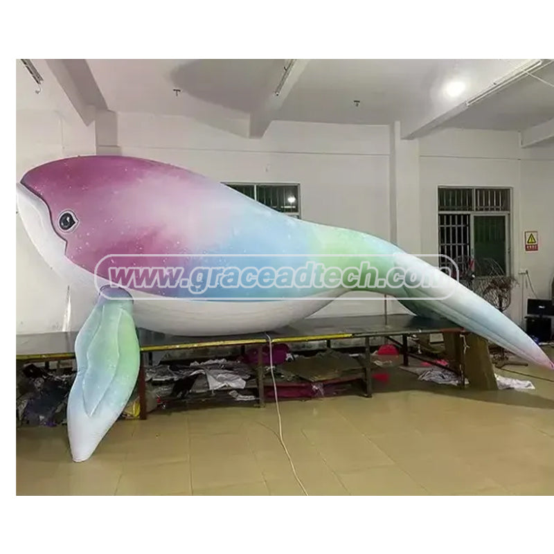 Mall Advertising Inflatable Lighting Whale Marine Model for Seaside Party Decoration